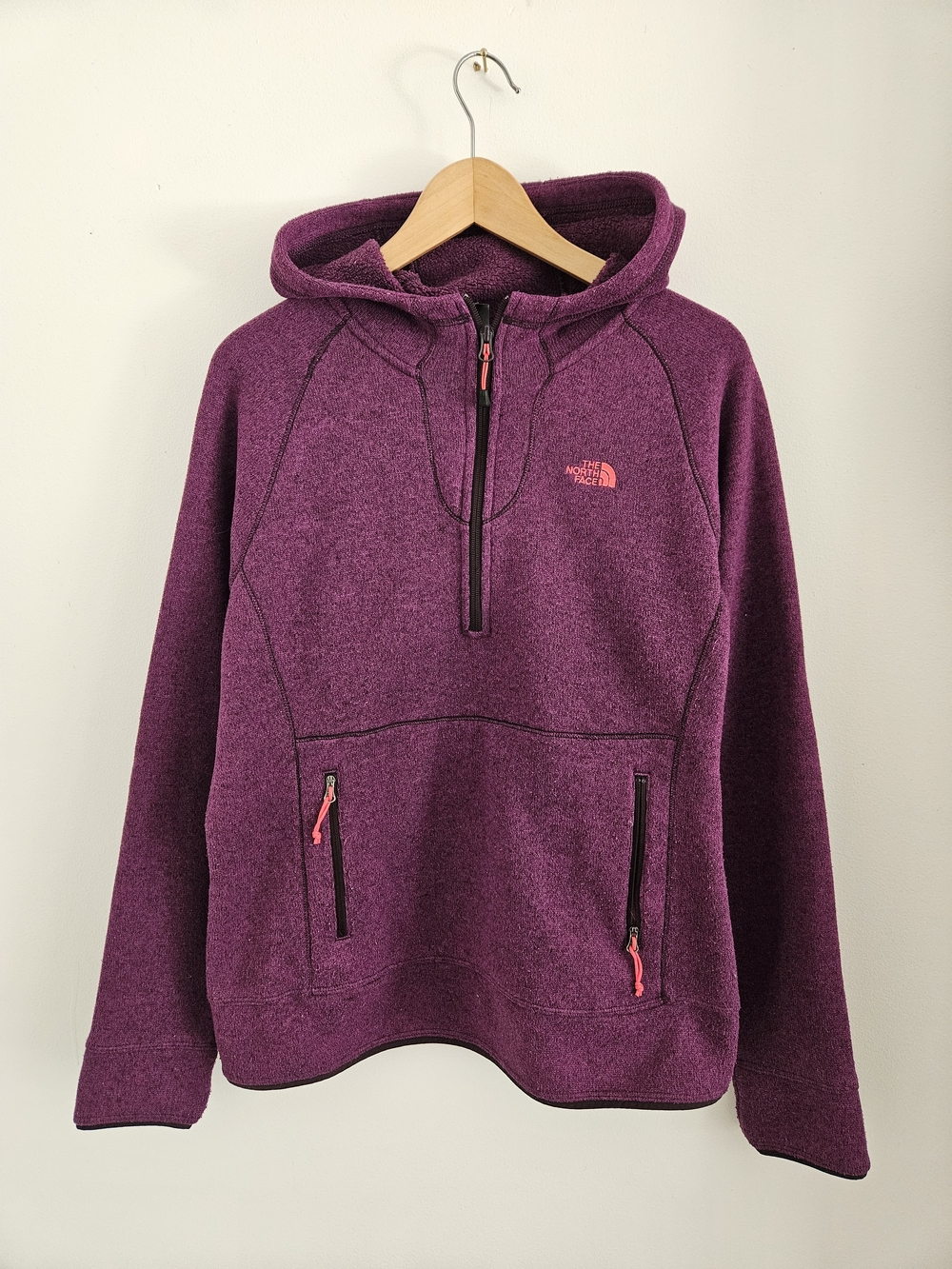 The North Face Purple Half-Zip Hooded Fleece Pullover Womens Large